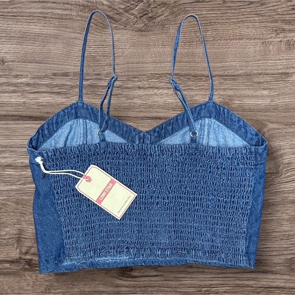 Lone Star Denim Bustier Smocked Crop Top Size M NWT - Picture 3 of 5